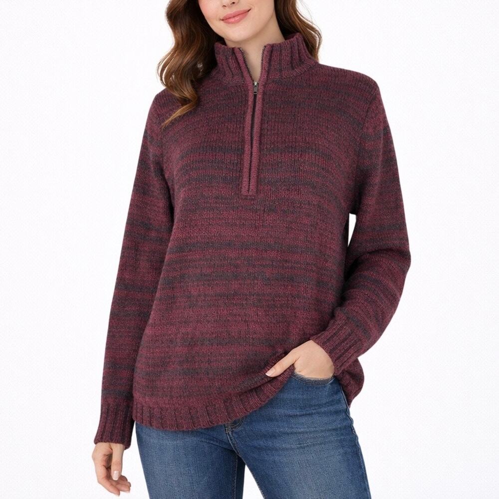 Woolrich 1/4 Zip Wool Blend Sweater Pullover Heather Red Size MP